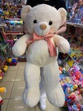 Urs alb din plus cu papion catifelat coarai 80cm