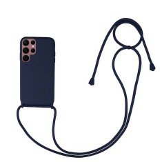 Husa compatibila cu samsung galaxy s22 ultra, strap, cu snur prindere gat regrabil, camera protect, antishock, albastru foto
