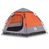 Cort camping cabana 4 persoane gri/portocaliu setare rapida