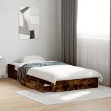 VidaXL Cadru pat cu sertare stejar fumuriu, 90x200 cm, lemn prelucrat