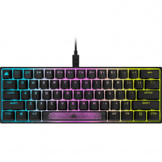 Tastatura mecanica gaming Corsair K65 mini 60%, iluminare RGB, cablu detasabil USB-C, Switch Cherry MX Red, Negru