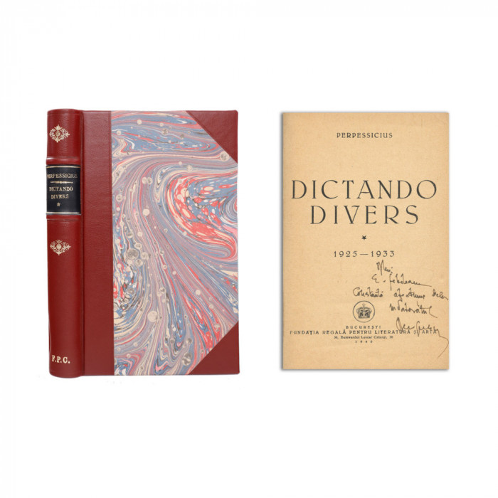 Perpessicius, Dictando divers, 1940, cu dedicație