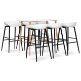 Cumpara ieftin Set mobilier de bar, 7 piese, alb