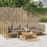 vidaXL Set mobilier de grădină cu perne gri taupe, 7 piese, bambus 3155134