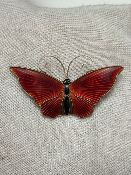 BROSA ARGINT 925 - Fluture Email - David Andersen - Norway - 1940-50 !