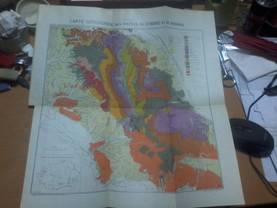 M. Pauca, Harta geologica a muntilor Codru Moma, cca. 1941, color foto