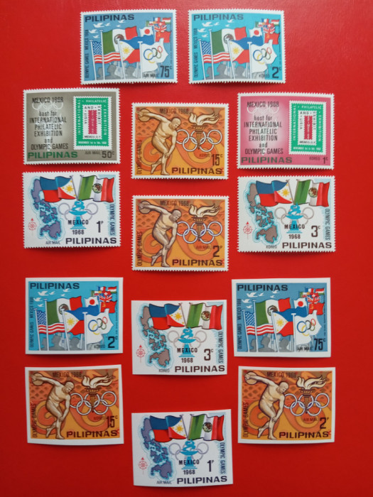 FILIPINE.SPORT MEXIC - SERIE PERF./IMPERF. MNH
