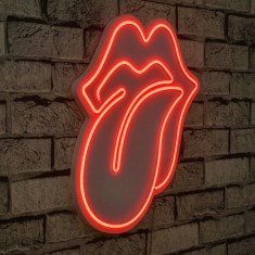 Decoratiune luminoasa LED, The Rolling Stones, Benzi flexibile de neon, DC 12 V, Rosu