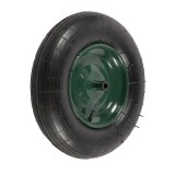 Roata de roaba Micul Fermier 4.00-8 cu ax 14 mm, janta verde rezistenta