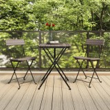 Set mobilier bistro pliabil, 3 piese, gri, poliratan GartenMobel Dekor, vidaXL