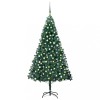 Brad Crăciun artificial pre-iluminat, set globuri, verde 240 cm