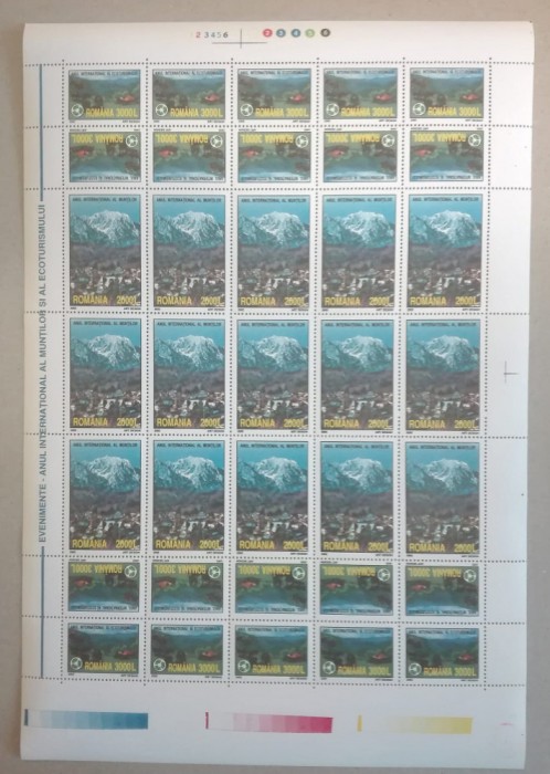 TIMBRE ROM&Acirc;NIA LP1587+a/2002 Anul Munților și Ecoturismului -coală MNH