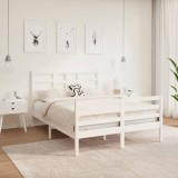 VidaXL Cadru pat, alb, 140x190 cm, lemn masiv 3105841