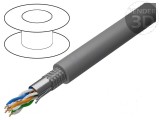 Cablu SF/UTP 4x2x24AWG 5e s&acirc;rmă Cu LSZH gri 500m &Oslash;6mm