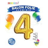 Balon, folie aluminiu, auriu, cifra 4, 81 cm, China