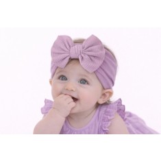 Bentita lila lata cu funda striata aplicata