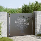 vidaXL Poartă de grădină Negru 105 x 100 cm Oțel vopsit &icirc;n pulbere