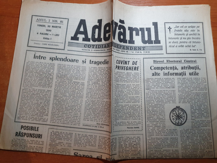 ziarul adevarul 30 martie 1990-interviu cu fratele lui causescu