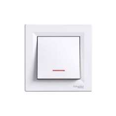Intrerupator simplu cu indicator luminos Schneider Electric Asfora EPH1400121, incastrat, rama inclusa, alb foto