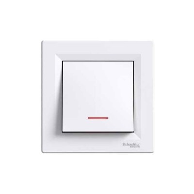 Intrerupator simplu cu indicator luminos Schneider Electric Asfora EPH1400121, incastrat, rama inclusa, alb foto