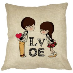 Perna Decorativa Patrata Super Love, 40x40 cm, Husa Detasabila, Burduf foto