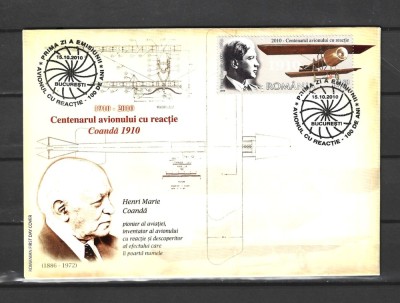ROMANIA - 2010 CENTENARUL AVIONULUI CU REACTIE HENRI COANDA, FDC - LP 1882 foto