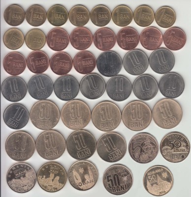 COLECTIE 73 monede ROMANIA - DENOMINARE 1 ban 2005- 50 bani 2021 , L14.14 foto