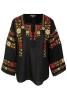 Ie dama Rody S Forever BN24, bumbac, maneca 3/4, Negru/Rosu, 2XL, bluza traditionala cusuta manual