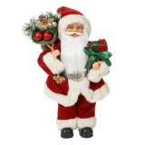Figurină Decorativă Crăciun, Model Moș, Culoare Roșu, &Icirc;nălțime 30cm, Material Poliester, Oem
