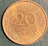 MONEDA FRANTA 20 CENTIMES 1970/Cupru-Aluminiu-Nickel/23,5 mm si 4 grame / p