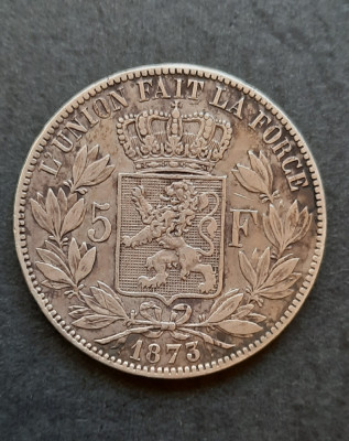 5 Francs 1873, Belgia - G 4400 foto