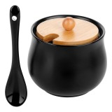 Bol pentru zahar din ceramica si bambus negru 9x9cm - 250ml Handy KitchenServ