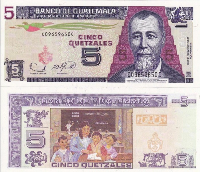 GUATEMALA 5 quetzales 2006 UNC!!!