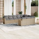 vidaXL Set canapele de grădină cu perne, 10 piese, bej, poliratan
