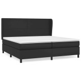 Cumpara ieftin Pat box spring cu saltea, negru, 200x200 cm, piele ecologica
