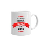 Cana alba personalizata, Cea mai buna mama din lume, INOVATIX&reg;. 330ml