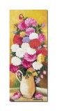 Tablou pictat manual, Vaza cu bujori, parfum de sarbatoare, 60x25cm ulei pe panza, Constantin Feraru