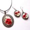 Set bijuterii cu maci rosii, set sticla 39945