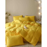 Cumpara ieftin Lenjerie de Pat Finet Jacquard PREMIUM, Pat Dublu, 6 Piese, Galben -JO185