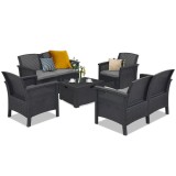Set mobilier gradina Leziter Venus Big 6 locuri, Antracit, Plastic Ratan