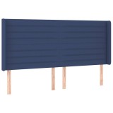 Cumpara ieftin Tablie de pat cu aripioare, albastru, 183x16x118/128 cm, textil