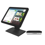 Sistem POS HP 800 G3 Mini PC, Intel Core i7-6700T 2.80 - 3.60GHz, 8GB DDR4, 128GB SSD, Windows 10 Pro + Monitor Nou Touchscreen OptimX Pro MY19, 19 In