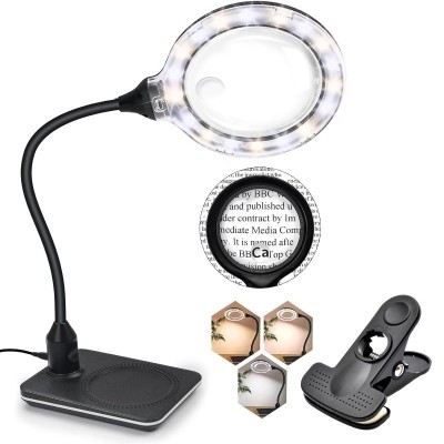 Lupa de Marit 10X, 20X din Sticla, cu Suport si Cleste, 3 Culori de Lumina, MG-HYZ-110 foto