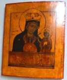 "Maica Domnului cu Pruncul" icoana ruseasca tempera pe lemn secolul 19