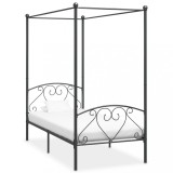 vidaXL Cadru de pat cu baldachin, gri, 120 x 200 cm, metal