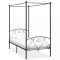 vidaXL Cadru de pat cu baldachin, gri, 90 x 200 cm, metal
