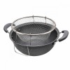 Cratita Friteuza 26cm cu Cos Prajit si Capac Sticla Termorezistenta, 3L, Otel Carbon Teflon, Compatibila Inductie