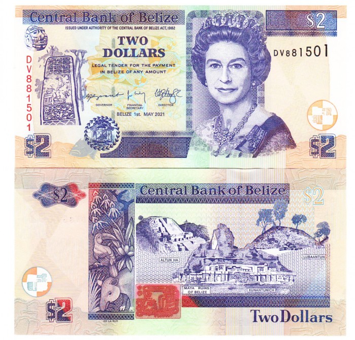 Belize 2 Dolari 2021 P-66 UNC