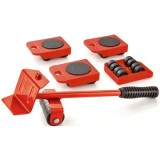 Set Mutare Mobila 5 Piese: Parghie Ridicare + 4 Role Transport, Capacitate 150kg, Usor de Folosit, ABS+Otel