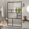Paravan duș walk-in, negru, 100x195 cm, sticlă ESG transparentă